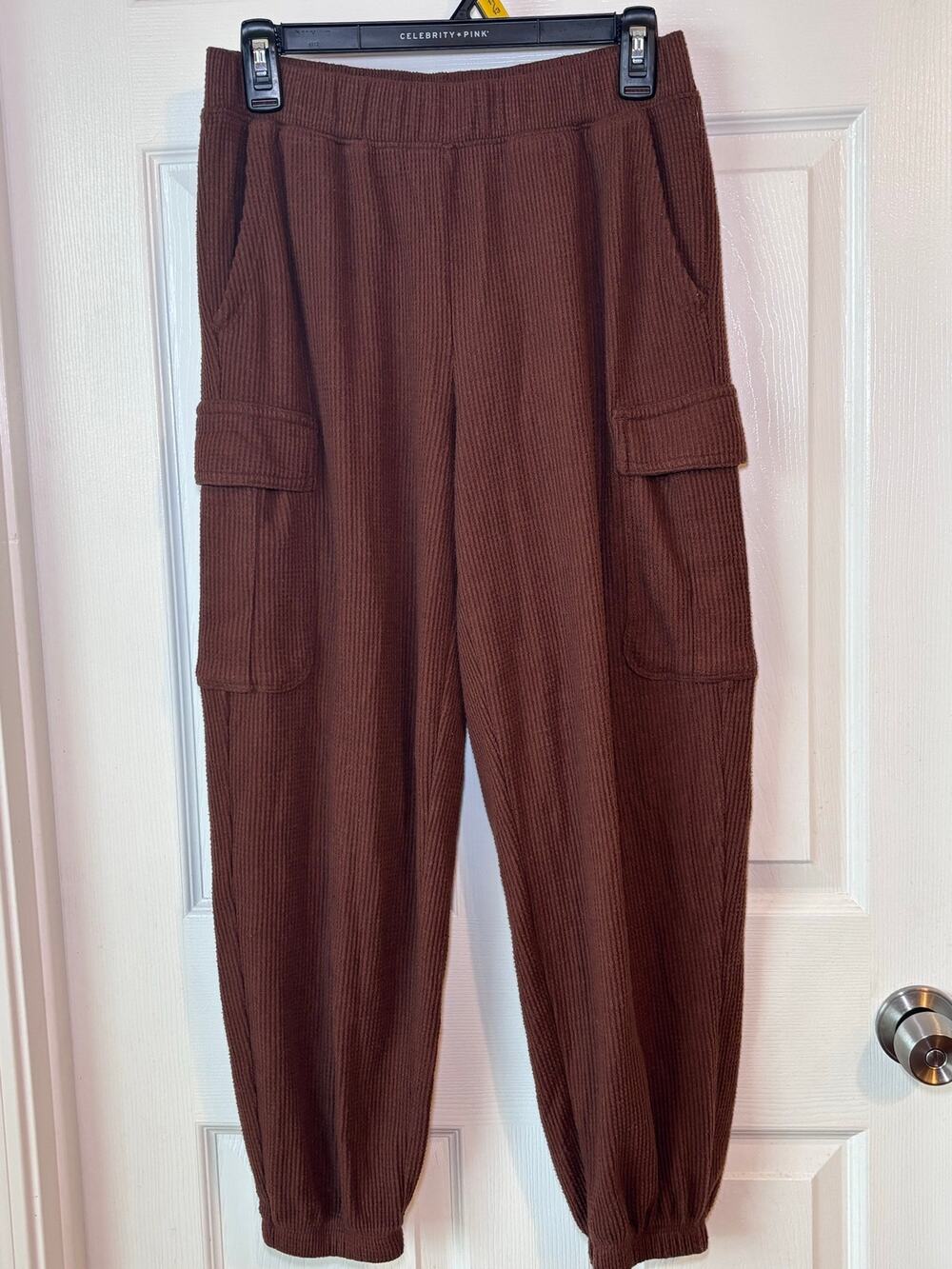 Aerie Brown Waffle Knit Cargo Jogger Pants Women’s Small S